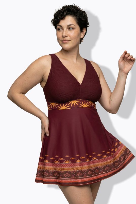 Sunburst Detail Swim Dress