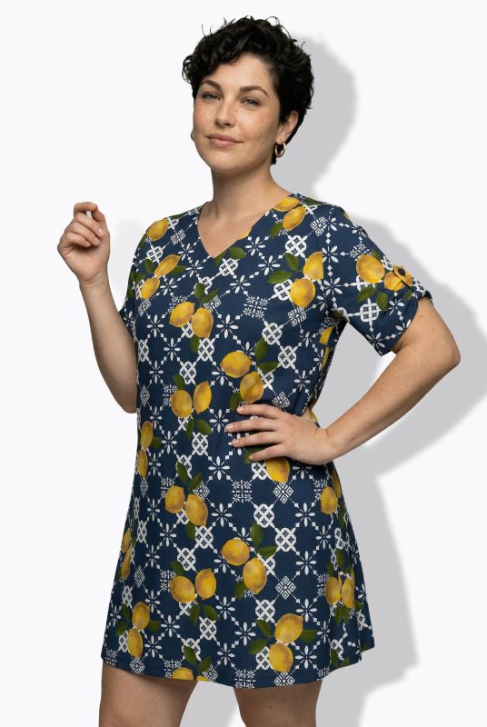 Geometric Lemon Print Dress