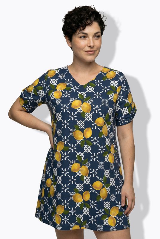 Geometric Lemon Print Dress