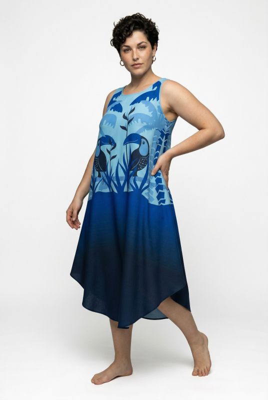 Toucan Print Sleeveless A-Line Dress