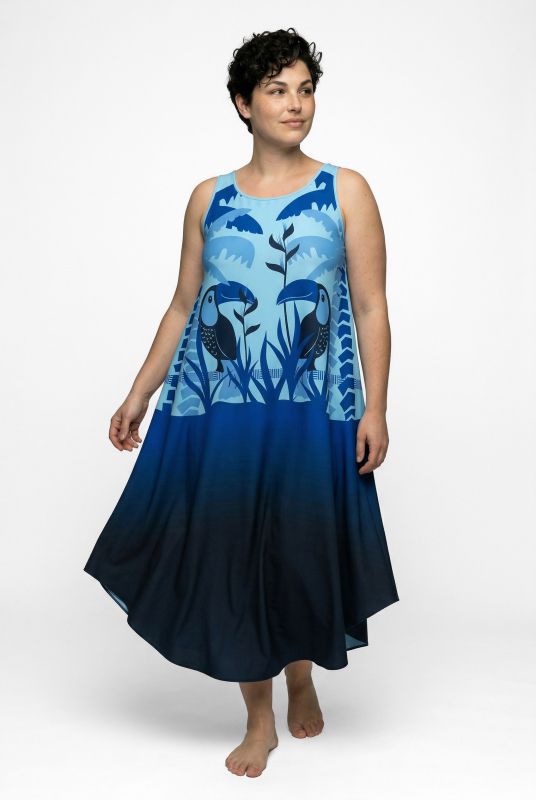 Toucan Print Sleeveless A-Line Dress