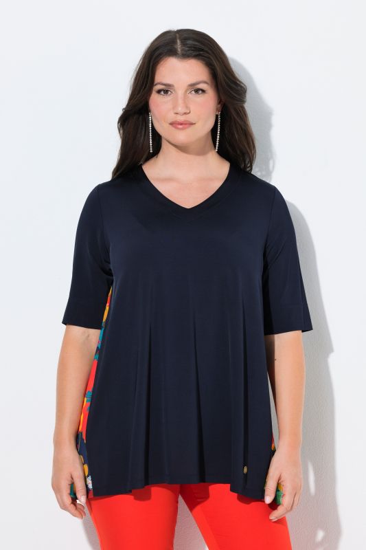 Bright Floral Godet Pleat Slinky Blouse