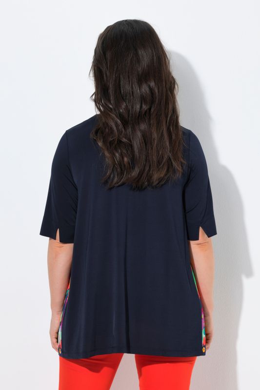 Bright Floral Godet Pleat Slinky Blouse