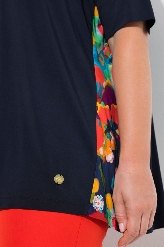 Bright Floral Godet Pleat Slinky Blouse