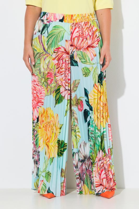 Floral Allover Pleated Elastic Waist Pants
