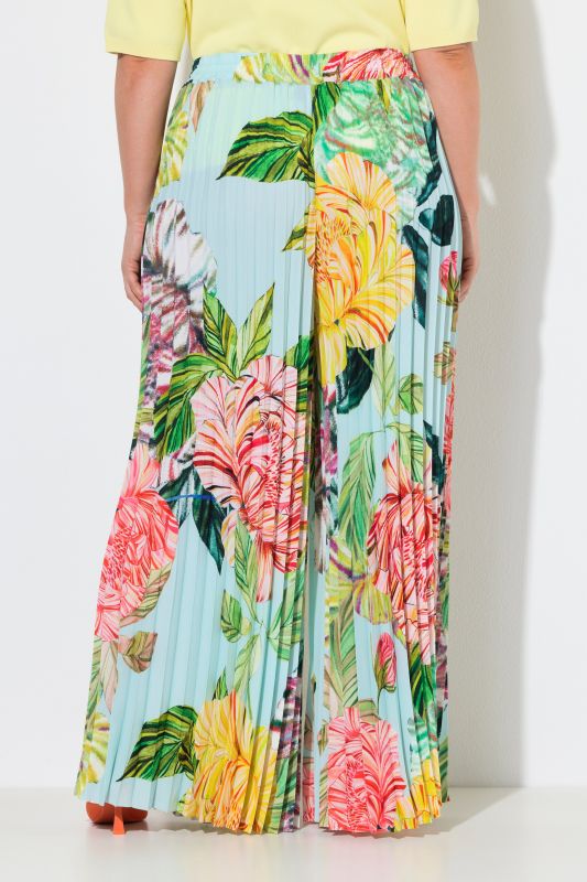 Floral Allover Pleated Elastic Waist Pants