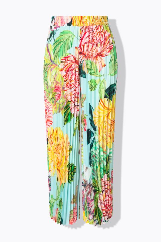 Floral Allover Pleated Elastic Waist Pants