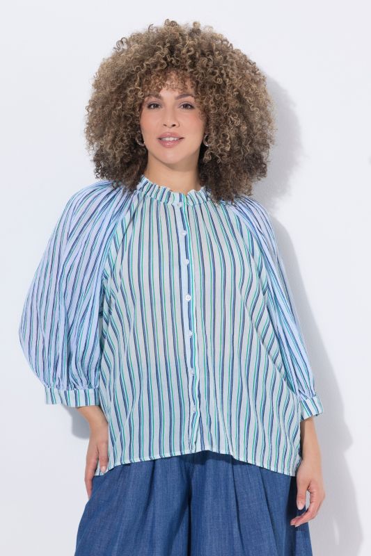 Striped Ruffle Collar Blouse