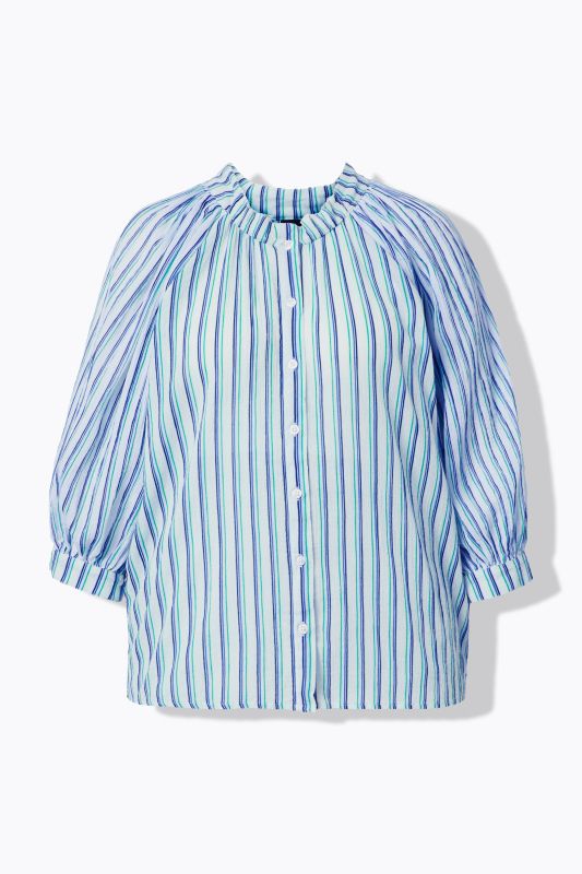 Striped Ruffle Collar Blouse