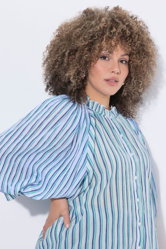 Striped Ruffle Collar Blouse