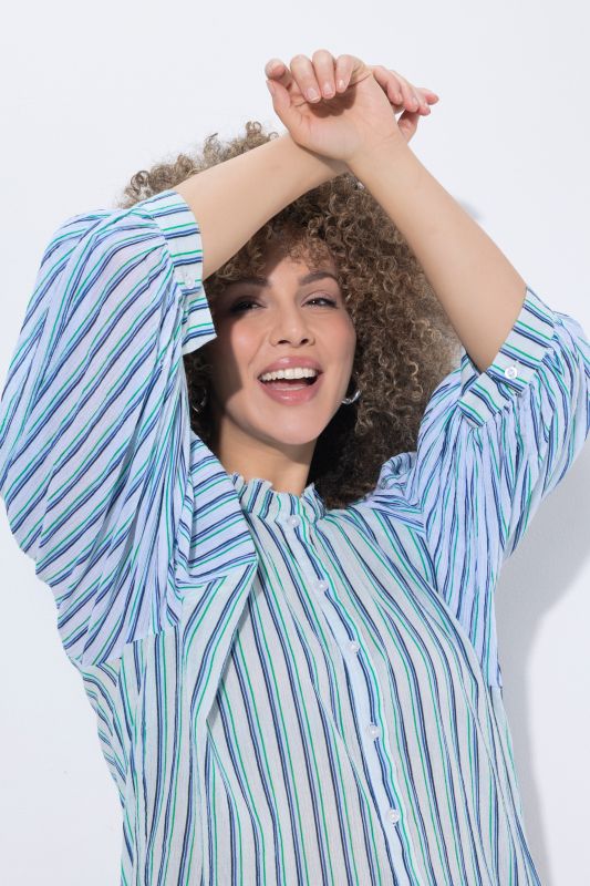 Striped Ruffle Collar Blouse