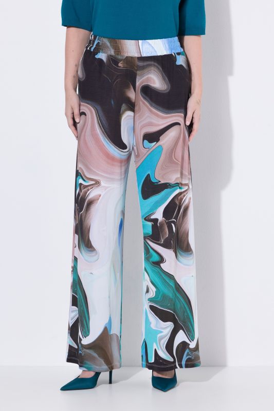 Marbled Elastic Waist Slinky Pants