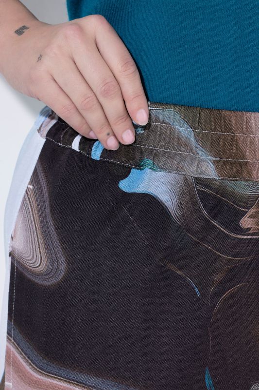 Marbled Elastic Waist Slinky Pants