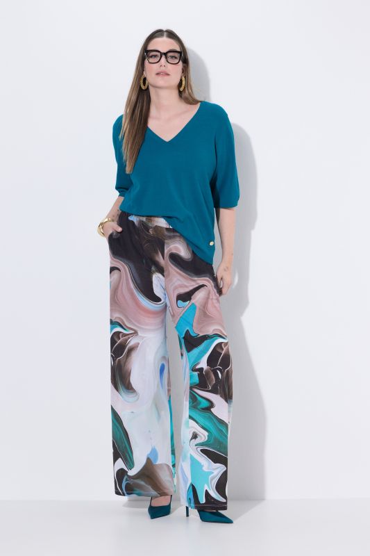 Marbled Elastic Waist Slinky Pants