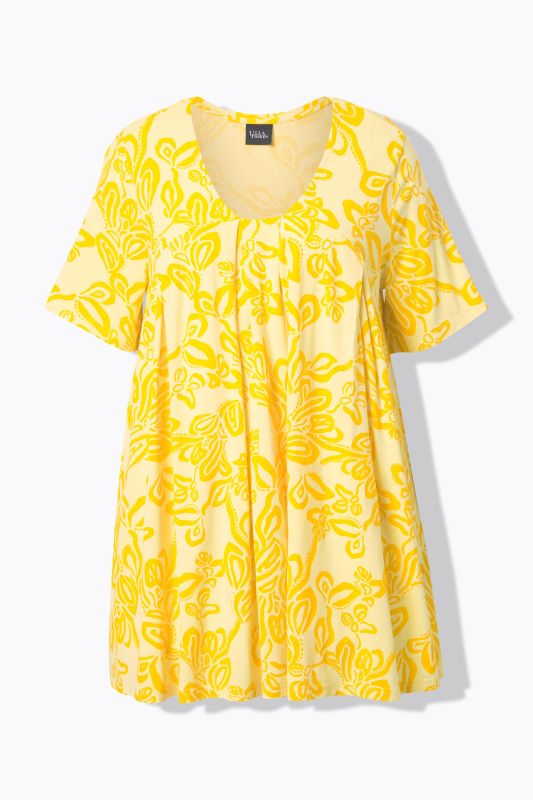 Vine Print Pleated Knit Tunic