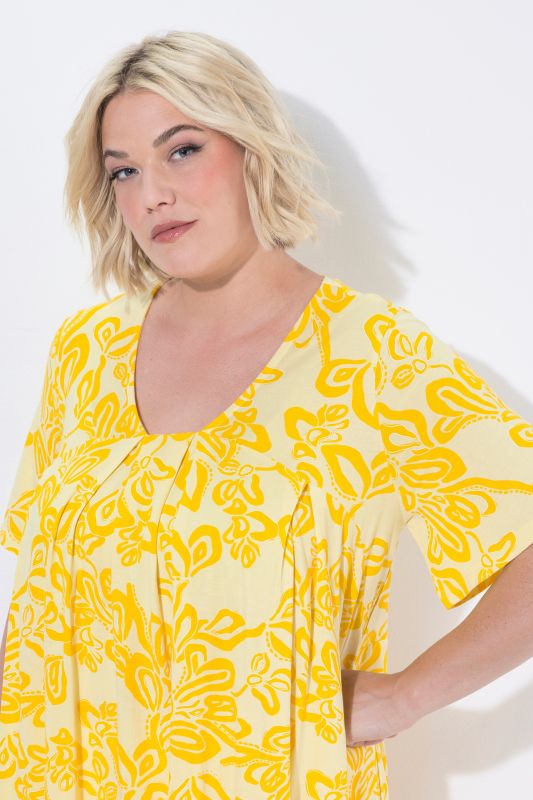 Vine Print Pleated Knit Tunic