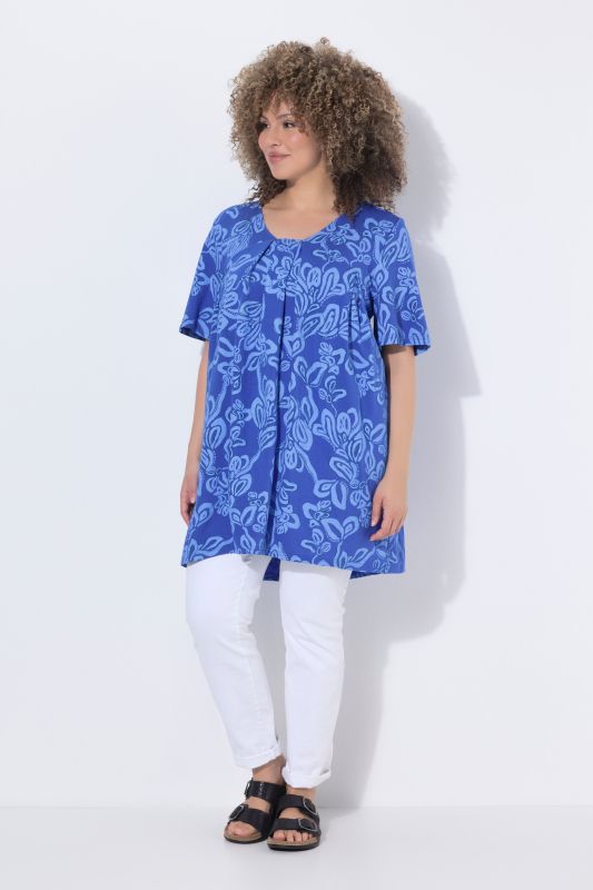 Vine Print Pleated Knit Tunic
