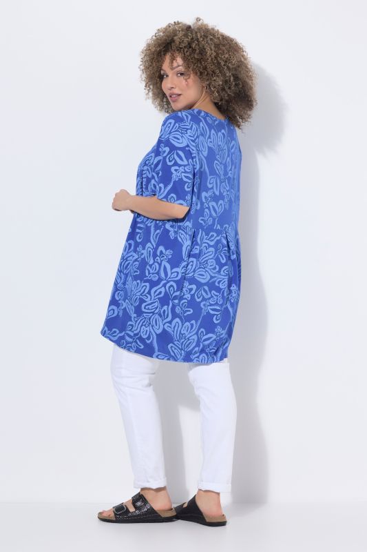 Vine Print Pleated Knit Tunic