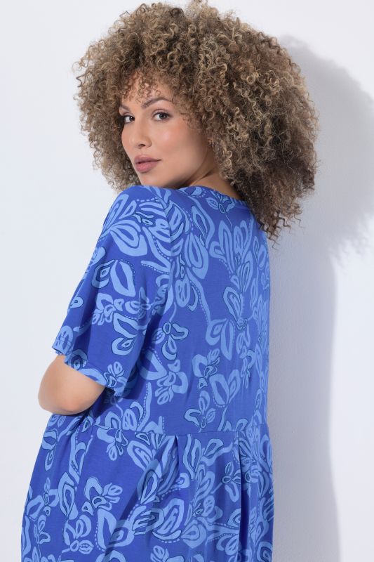 Vine Print Pleated Knit Tunic