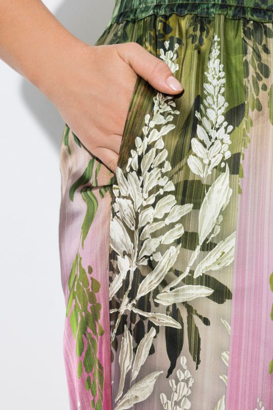 Floral Gradient Elastic Waist Pants