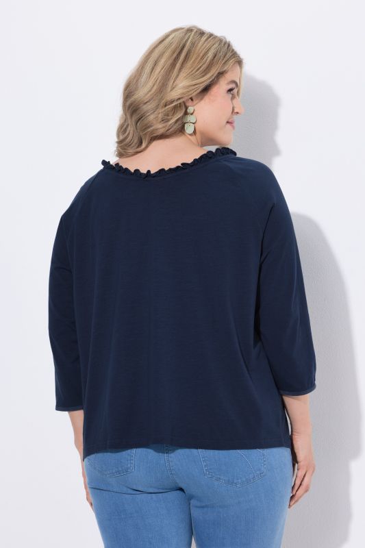 Eco Cotton Ruffled Neck Tee