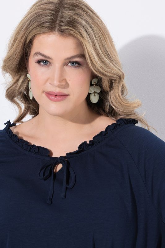 Eco Cotton Ruffled Neck Tee