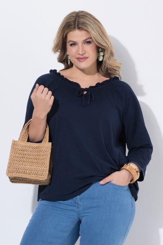 Eco Cotton Ruffled Neck Tee