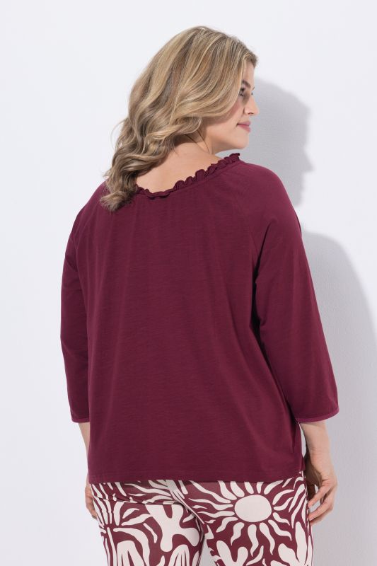 Eco Cotton Ruffled Neck Tee