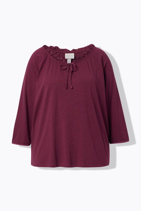 Eco Cotton Ruffled Neck Tee