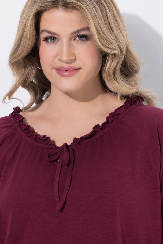 Eco Cotton Ruffled Neck Tee