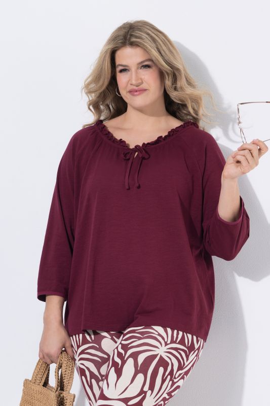 Eco Cotton Ruffled Neck Tee