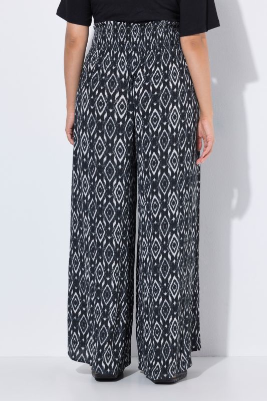 Geometric Diamond Print Elastic Waist Pants