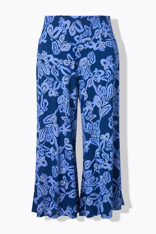 Floral Brushstroke Elastic Waist Culottes