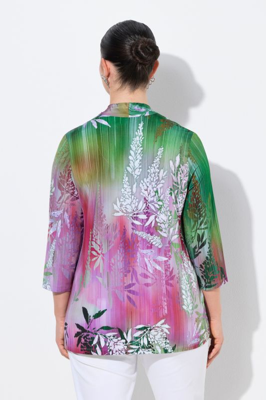 Floral Gradient 3/4 Sleeve Slinky Blouse