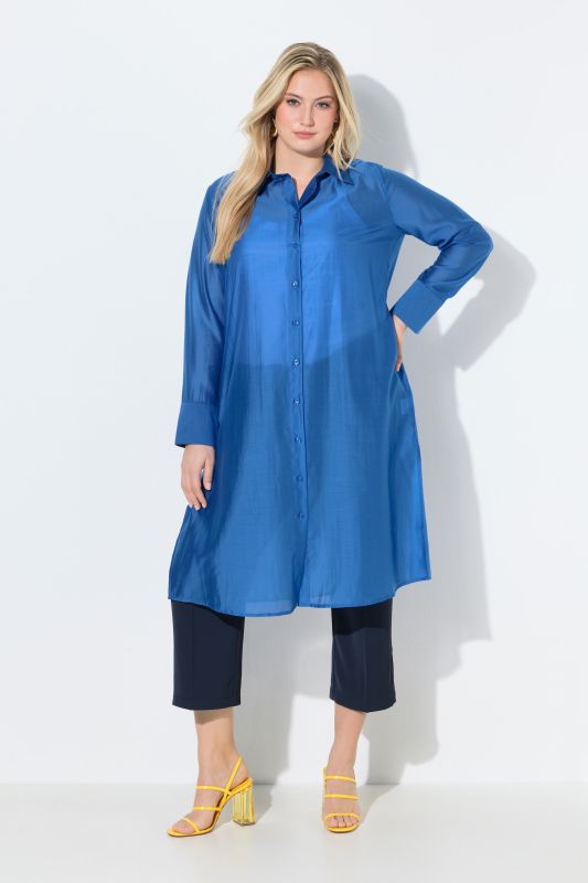 Sheer Long Sleeve Shirt Dress