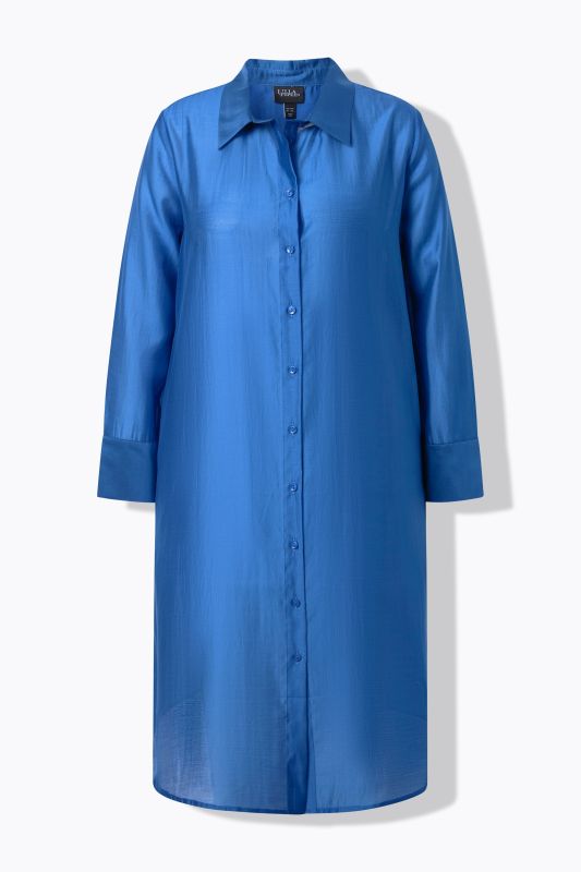 Sheer Long Sleeve Shirt Dress