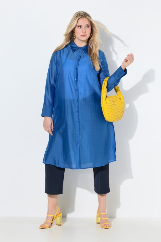 Sheer Long Sleeve Shirt Dress