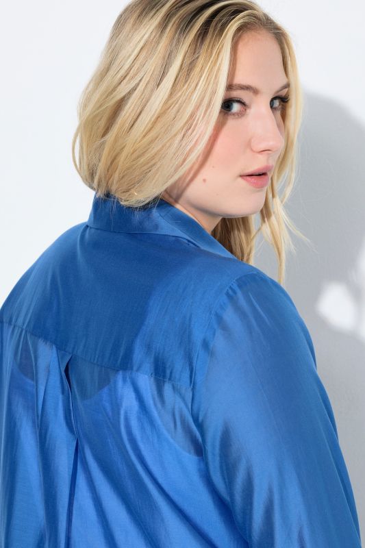 Sheer Long Sleeve Shirt Dress