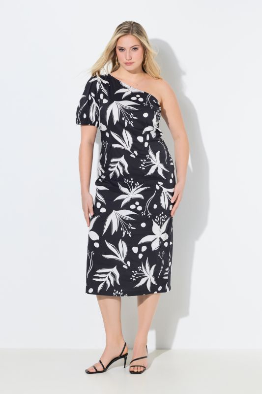 Рокля с монохромен флорален принт