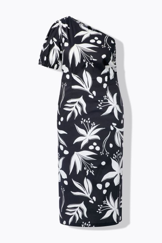 Рокля с монохромен флорален принт