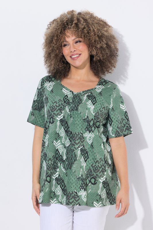 Patchwork Ikat Print Short Sleeve Tee