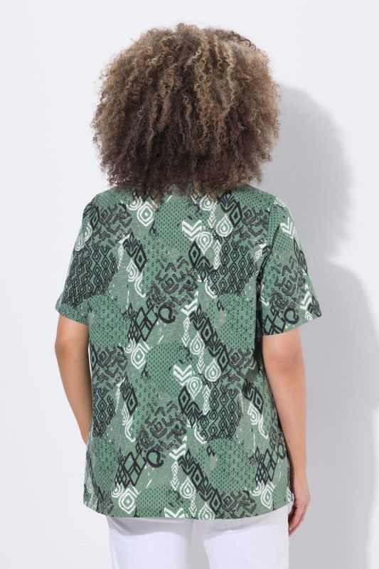 Patchwork Ikat Print Short Sleeve Tee