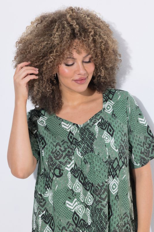 Patchwork Ikat Print Short Sleeve Tee