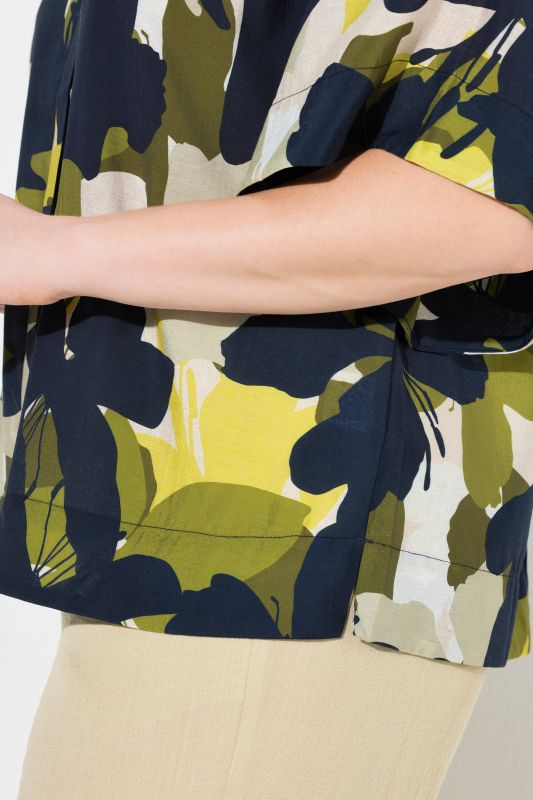 Earthy Floral Print Wing Sleeve Blouse