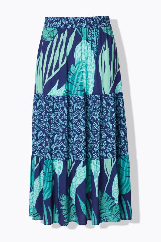 Mixed Leaf Print Elastic Waist Dress