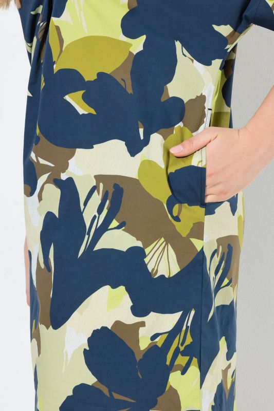 Earthy Floral Print Pocket Dress