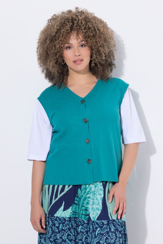 Slub Jersey Button Down Vest