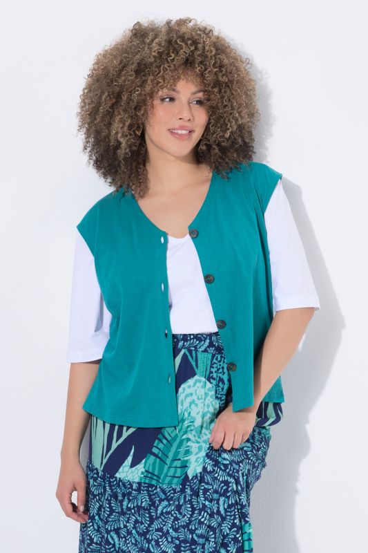 Slub Jersey Button Down Vest