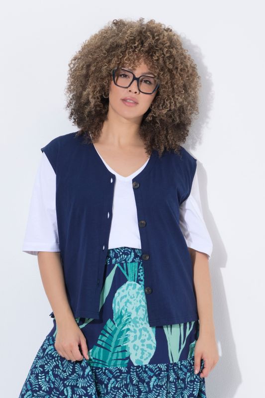 Slub Jersey Button Down Vest