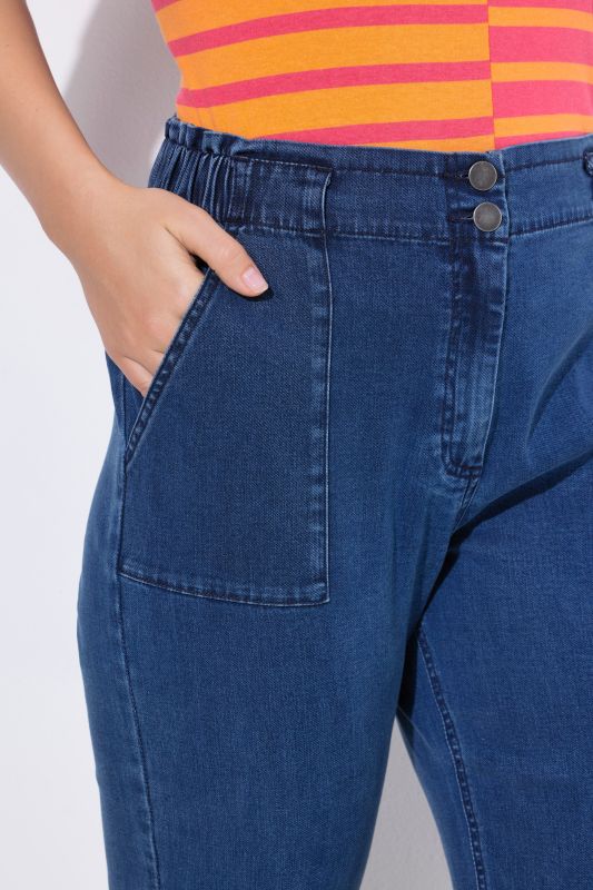 Cropped Denim Look Lyocell Pants